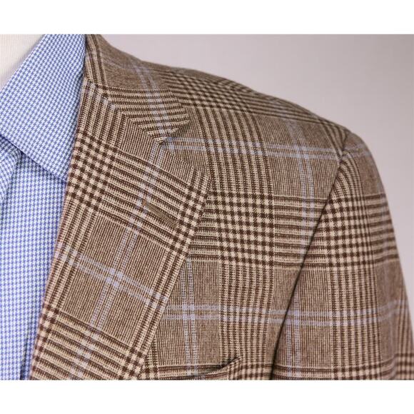 Samuelsohn Brown Plaid Cashmere-Qiviuk by Colombo 2-Btn Sportcoat Blazer 42L - Picture 4 of 13